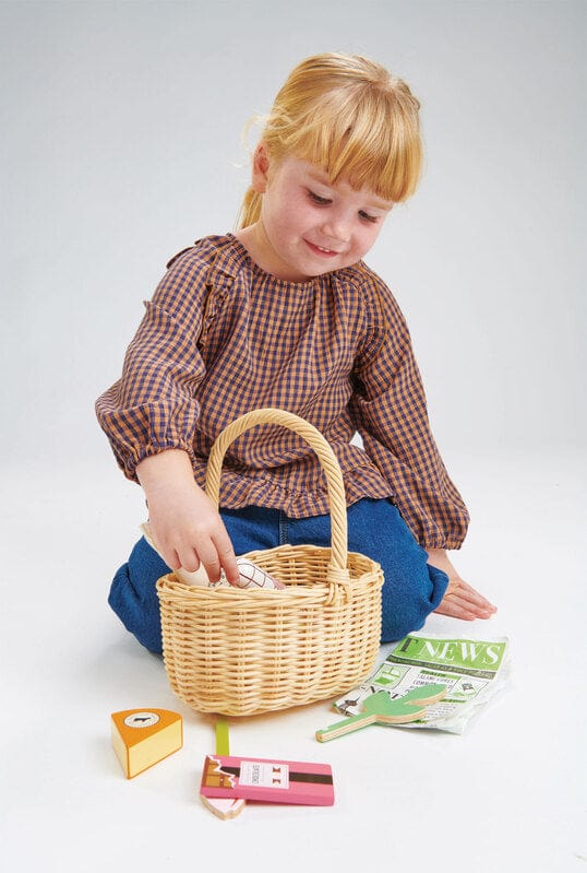 Tender Leaf Toys Shops Wicker Shopping Basket Set