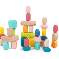 Tooky Toy Blocks Wooden Stacking Stone Blocks Large 32Pcs
