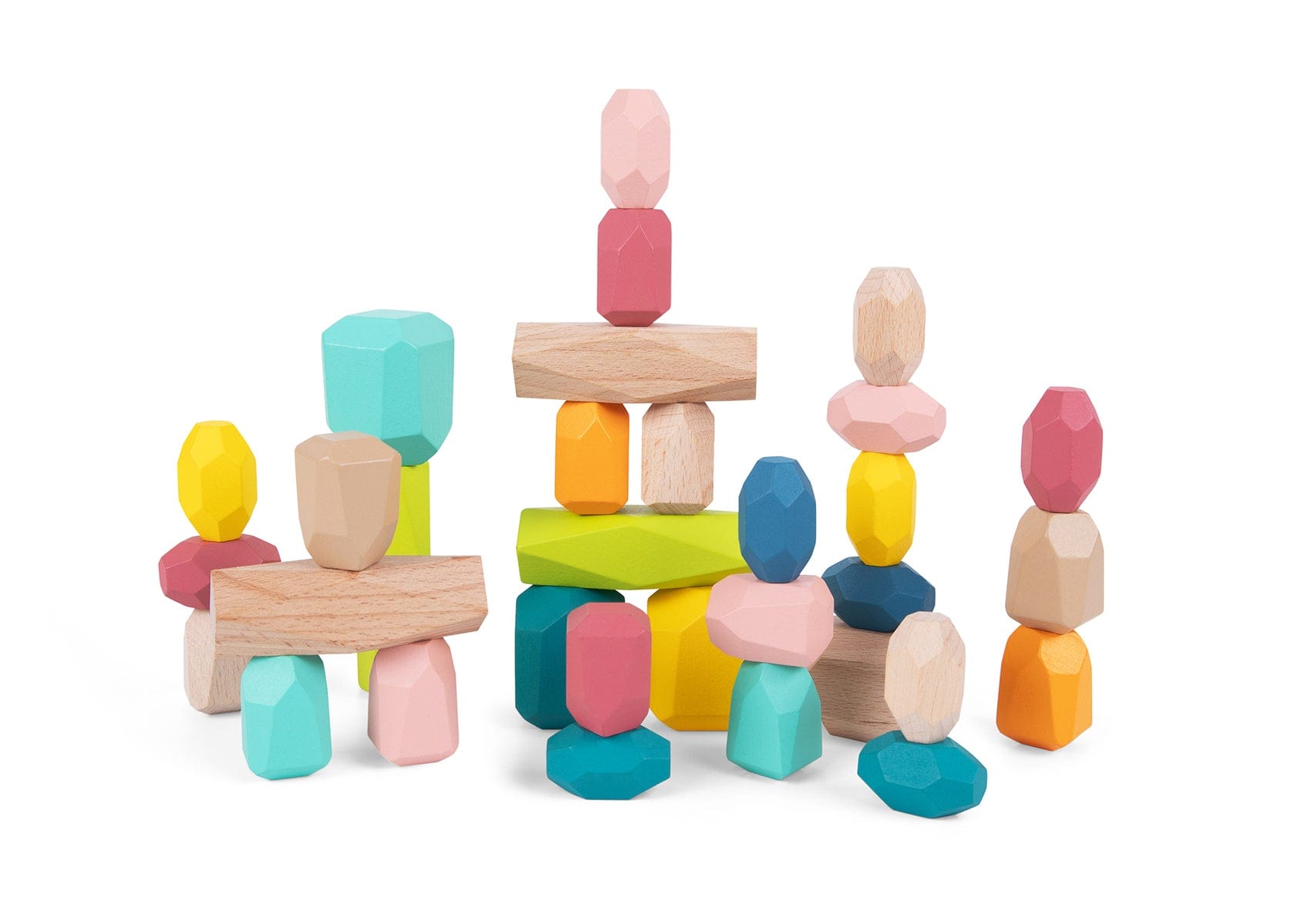 Tooky Toy Blocks Wooden Stacking Stone Blocks Large 32Pcs