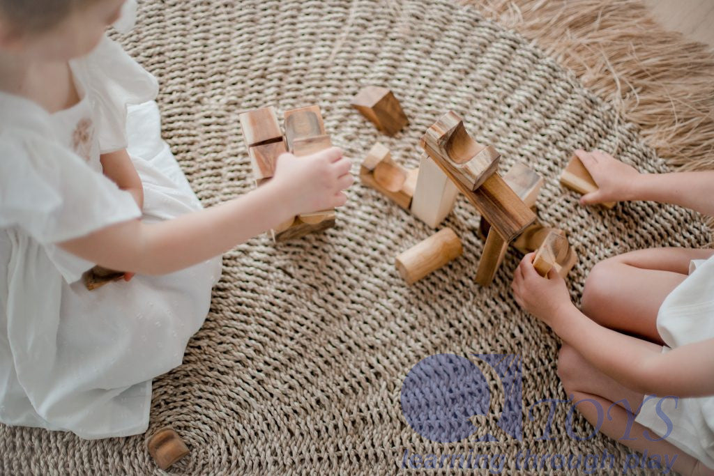 Qtoys Natural Wood Blocks – 34 Pcs