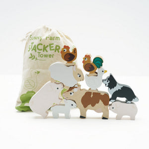 Petilou Farm Stacking Animals & Bag