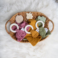 Crocodile Rubber Teether with a Olive Green Muslin Comforter