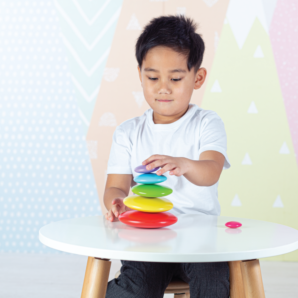 Wooden Stacking Rainbow Pebbles